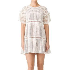 Nha Khanh Adeline White Lace Babydoll Mini Dress